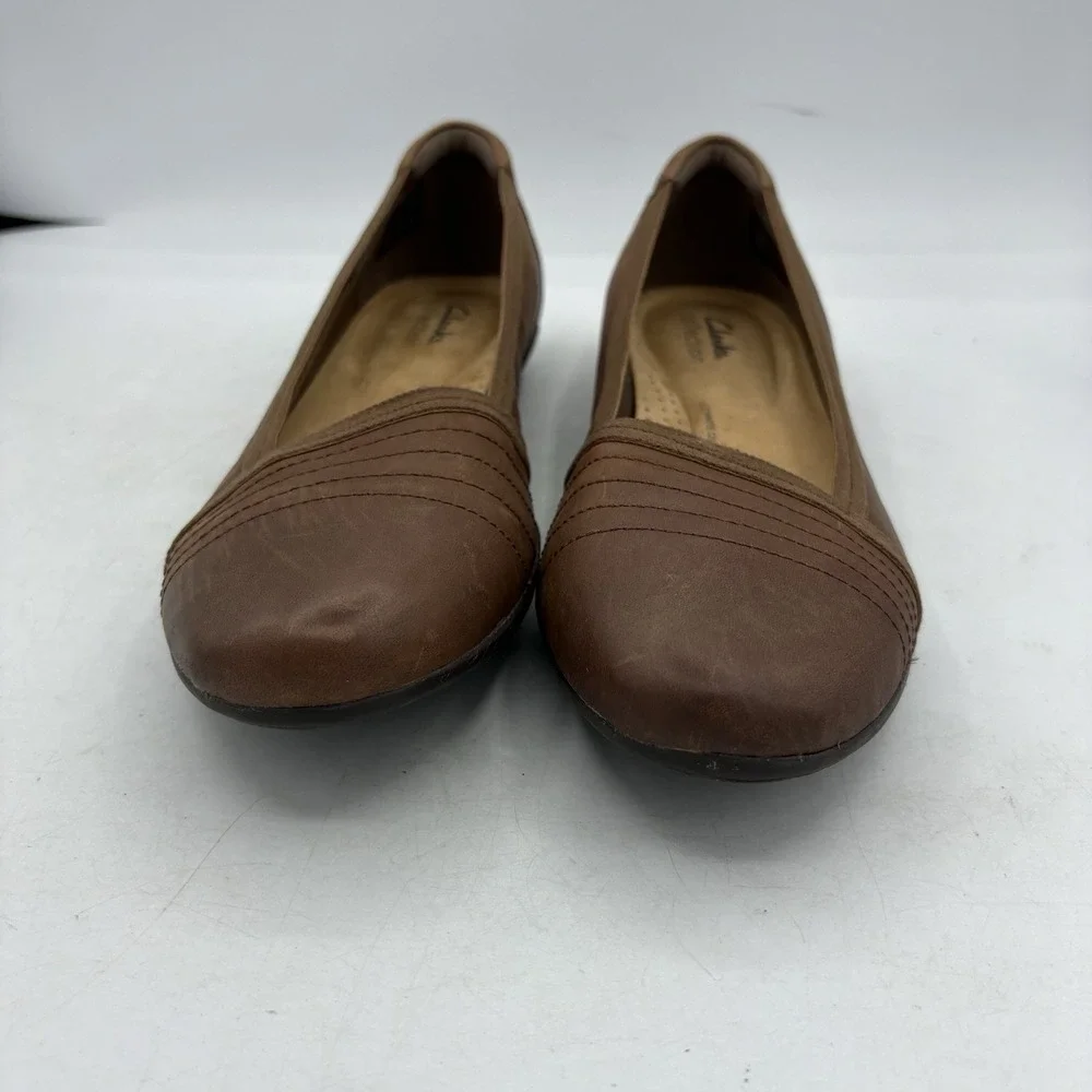 Clarks Collection Shoes Womens Size 8 W Wide Sara Erin Ballet Flat Brown
